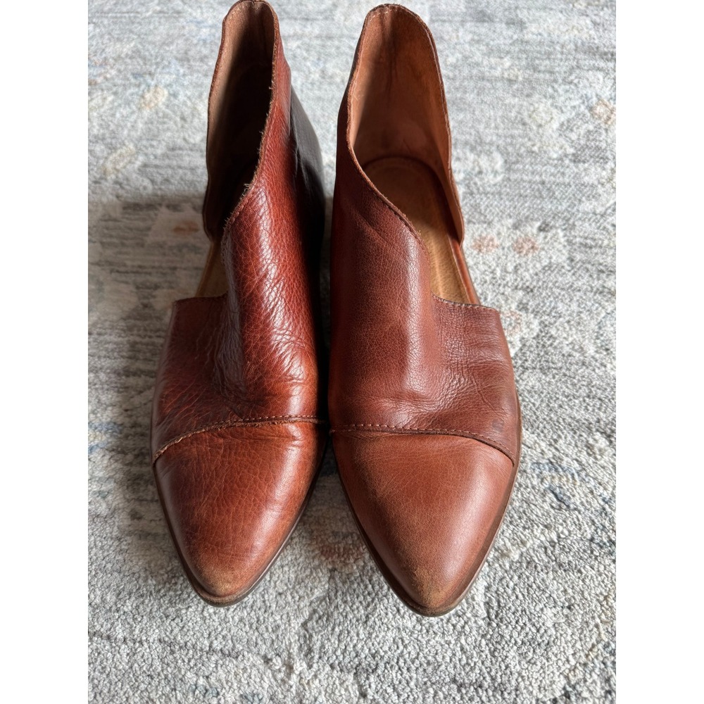 Free People Royale Cognac Brown Leather dOrsay Pointed Toe Flats Size 40